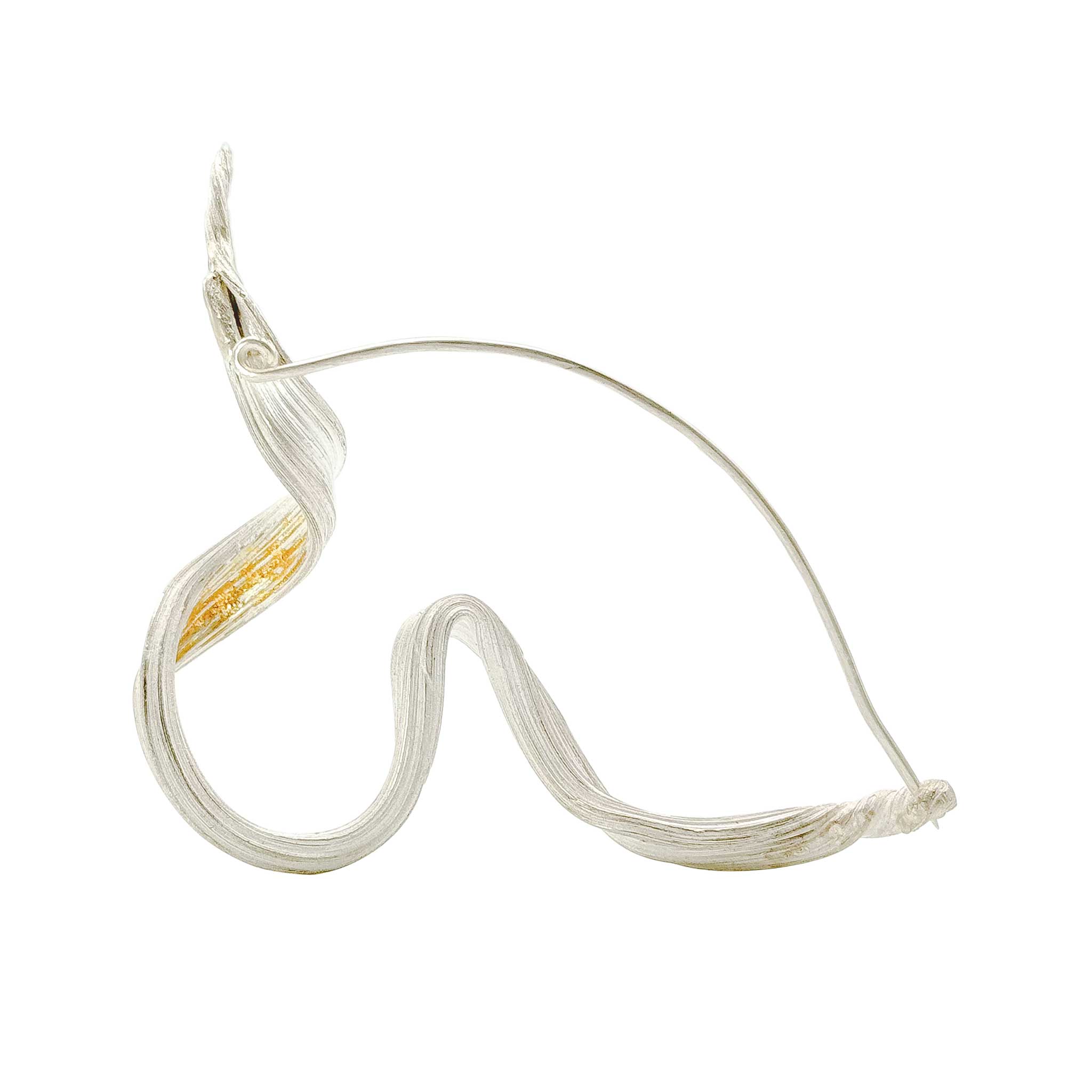 Water Brooch in Sterling Silver with 24ct Gold
